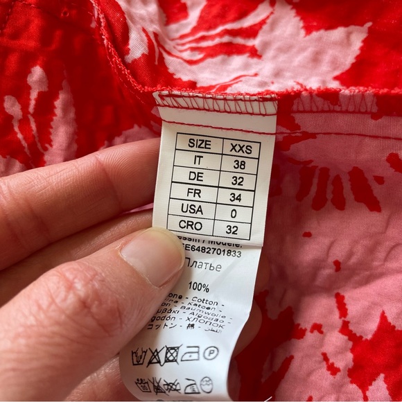 Beatrice B Red Floral Seersucker Dress Size 0 Cutout Colorful Vacation Garden - Picture 8 of 9